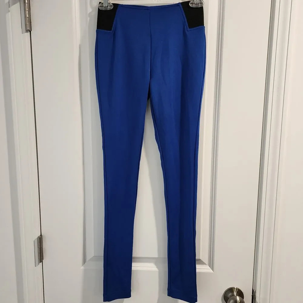 Nicki Minaj Royal Blue Stretch Leggings with Black Contrast Panels XS